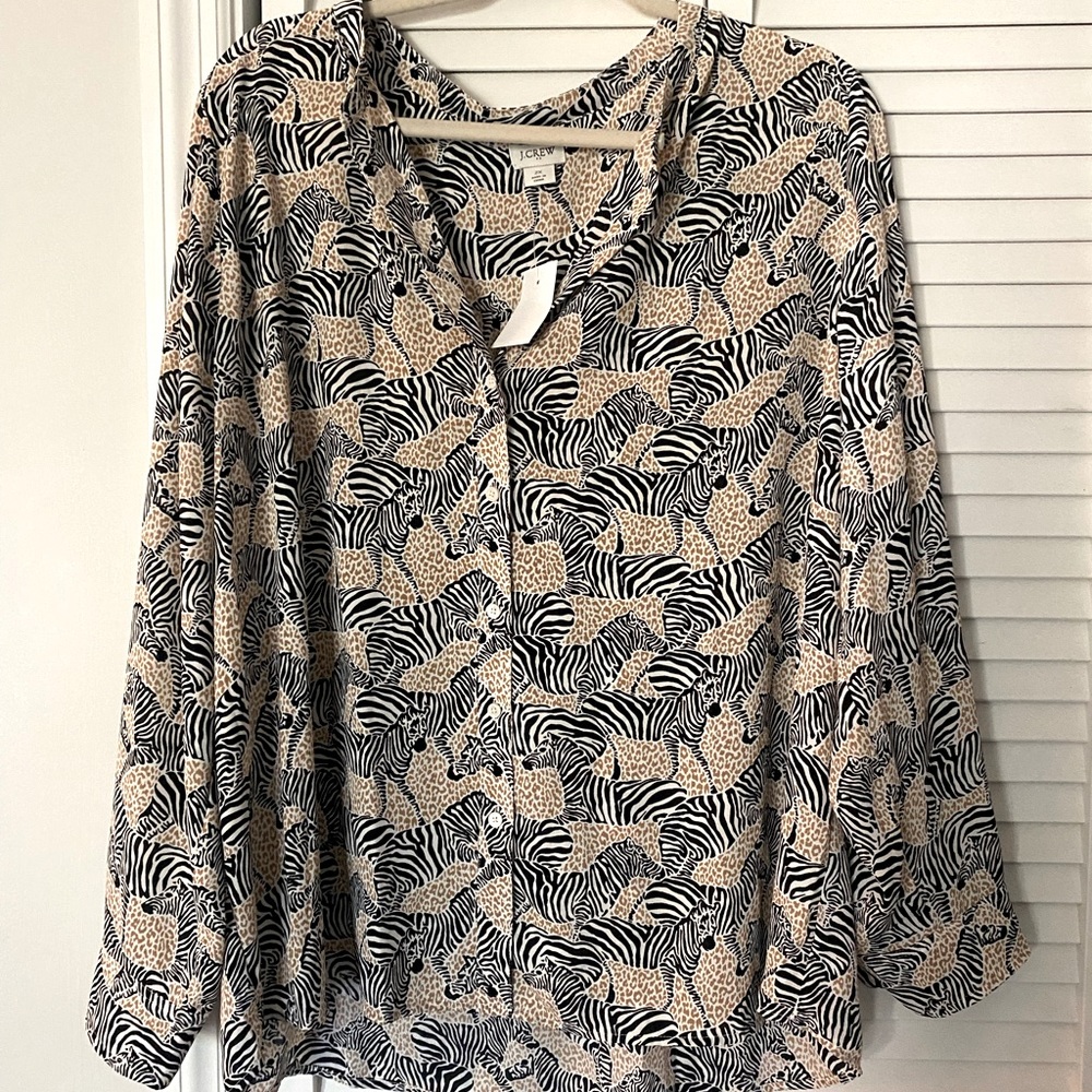 NWT J CREW FACTORY ZEBRA BLOUSE